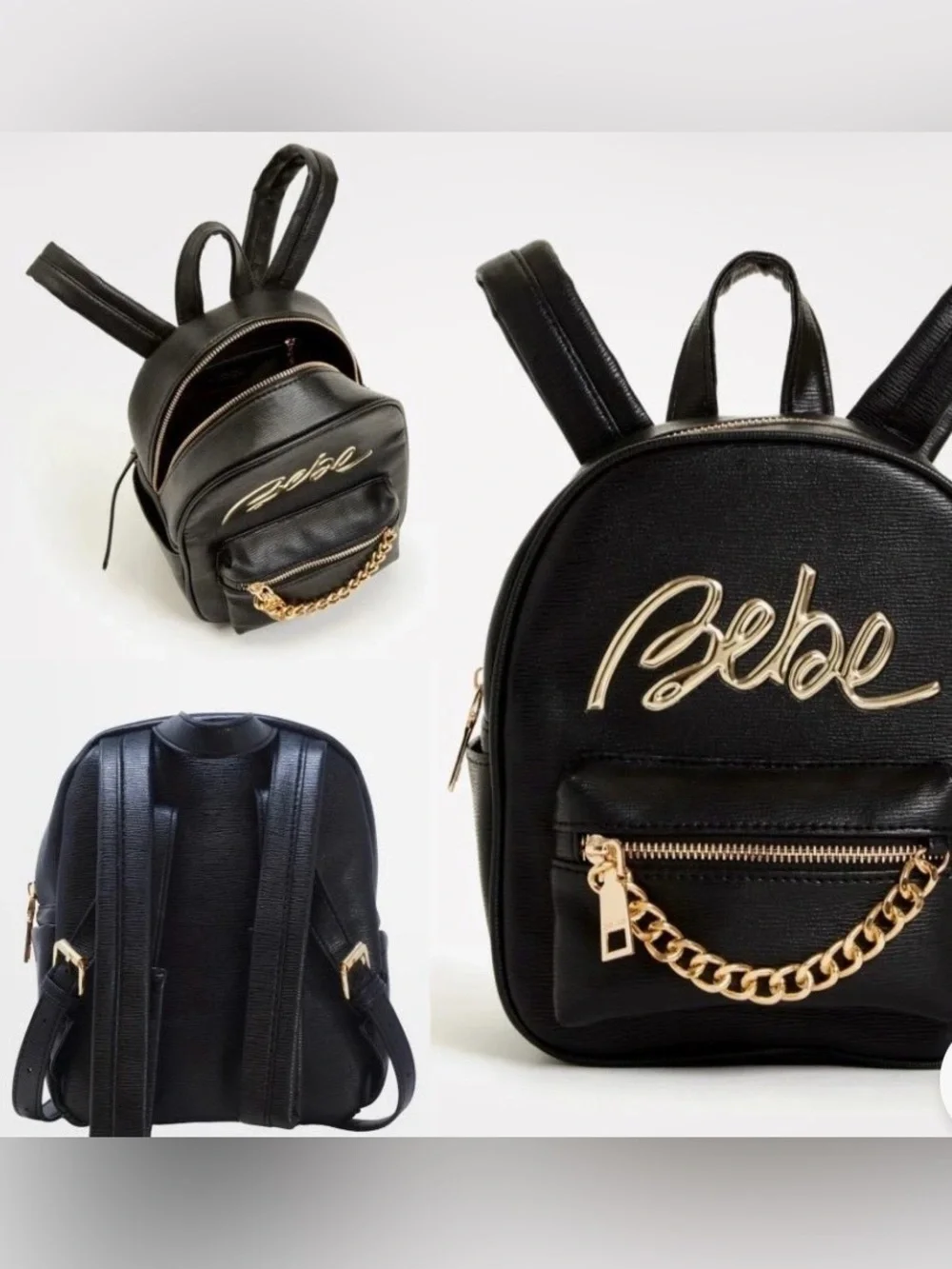 Bebe Gianna Black Mini Vegan Leather Backpack NWT Rer $109